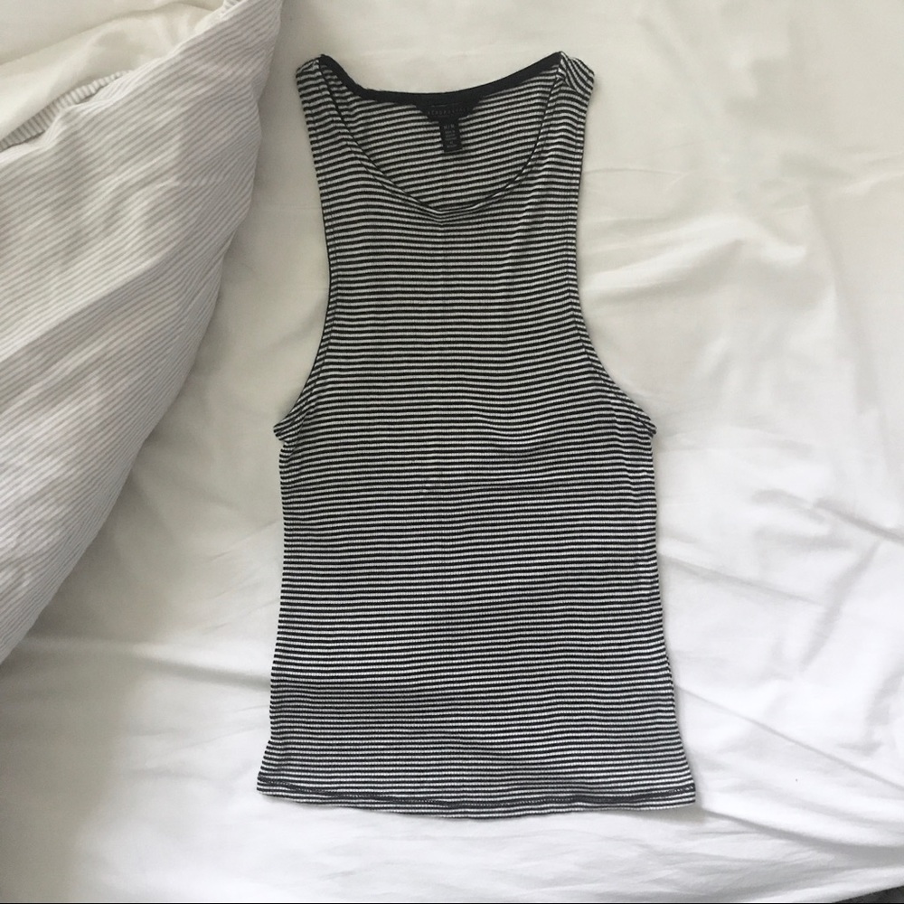 Aeropostale Black and White Striped Tank Size M